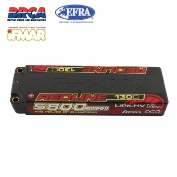 Gens ace Redline Series 5800mAh 7.6V 130C 2S1P HardCase 56# HV Ultra LCG LiPo Battery