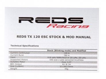 REDS Racing TX120 Team Edition # Brushlessregler 1:10