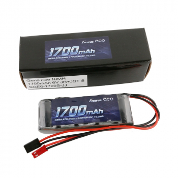 GENS ACE AKKU RX NIMH 6.0V-1700MAH (DUAL JR-JST) 125G - STRAIGHT