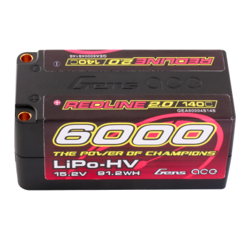 Preview: Gens ace Redline 2.0 Series 6000mAh SHORTY 15.2V 140C 4S2P HardCase HV Lipo Battery Pack with Hardcase 69#