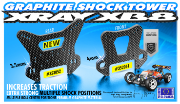 Preview: XRAY XB8 Kohlefaser Dämpferbrücke hinten 3,5mm - CNC Machined