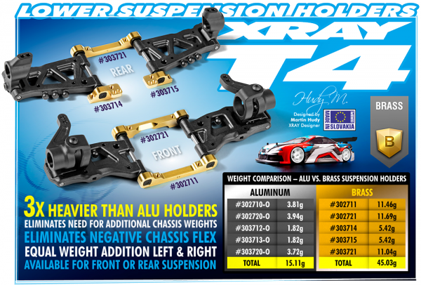 XRAY Messing Aufhängungshalter - einteilig - hinten - FR