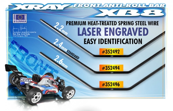 XRAY XB8 Stabilisator 2,4mm, vorne