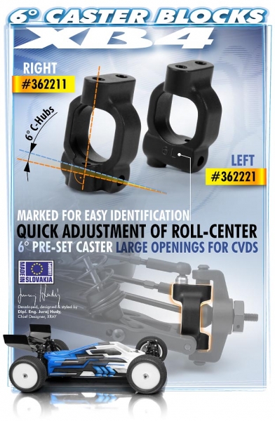 XRAY XB4 Composite C-Hub 6° Nachlauf - rechts
