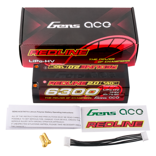 Gens ace Redline 2.0 Series 6300mAh 4S 15.2V 140C HardCase HV Lipo Battery Pack with Hardcase 59#