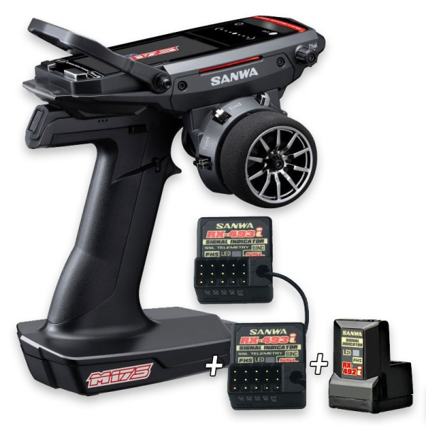Sanwa M17S - RX-493i / ohne Servos/ TX/RX +EXTRA RX-492i & RX-493i CH4 2.4GHz Spezial-Set Sender mit 3xEmpfänger