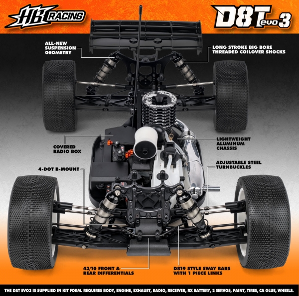 HB Racing D8T EVO3 1/8 Competition Nitro Truggy